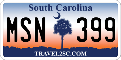 SC license plate MSN399