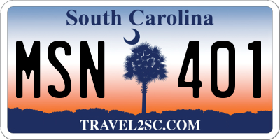 SC license plate MSN401