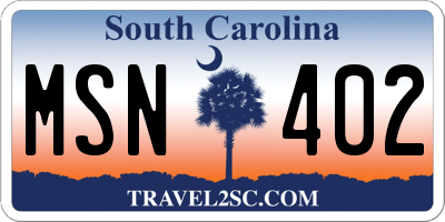 SC license plate MSN402