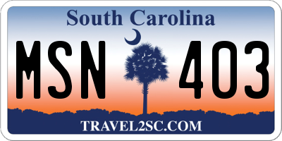 SC license plate MSN403