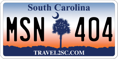 SC license plate MSN404