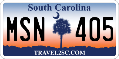 SC license plate MSN405