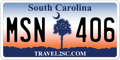 SC license plate MSN406