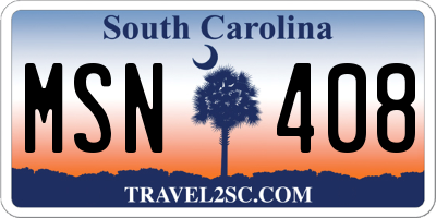 SC license plate MSN408