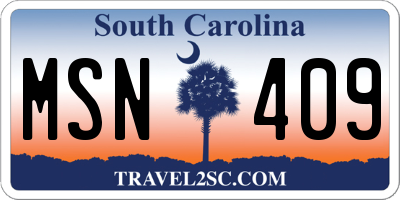 SC license plate MSN409