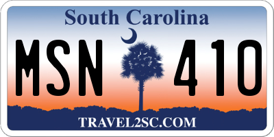 SC license plate MSN410