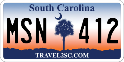 SC license plate MSN412