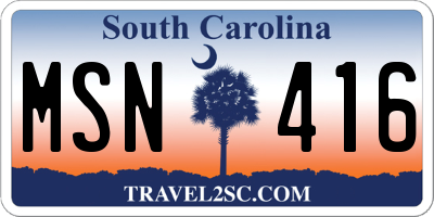 SC license plate MSN416