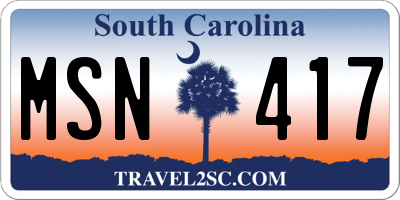 SC license plate MSN417