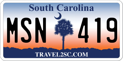 SC license plate MSN419