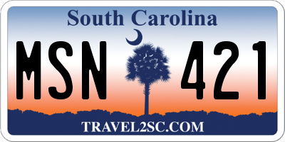SC license plate MSN421