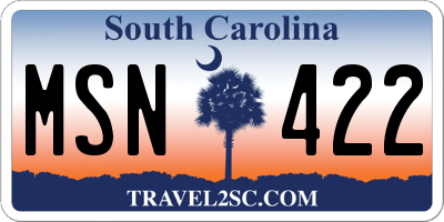 SC license plate MSN422