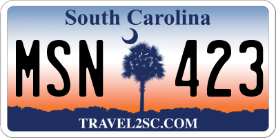 SC license plate MSN423