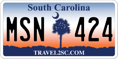 SC license plate MSN424
