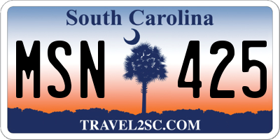 SC license plate MSN425
