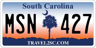 SC license plate MSN427