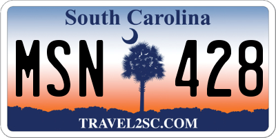 SC license plate MSN428