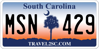 SC license plate MSN429