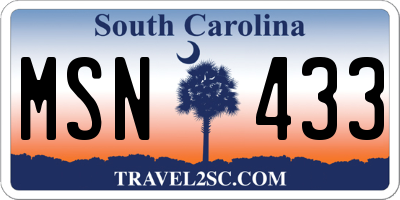 SC license plate MSN433