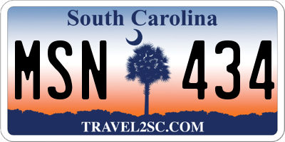 SC license plate MSN434