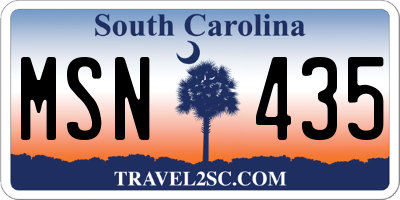 SC license plate MSN435