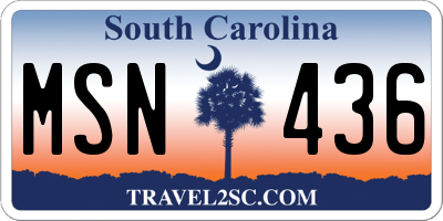 SC license plate MSN436