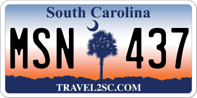 SC license plate MSN437
