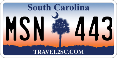 SC license plate MSN443