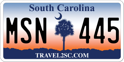 SC license plate MSN445