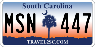 SC license plate MSN447