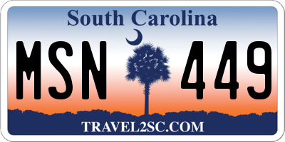 SC license plate MSN449
