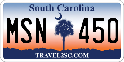 SC license plate MSN450