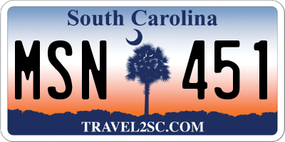 SC license plate MSN451