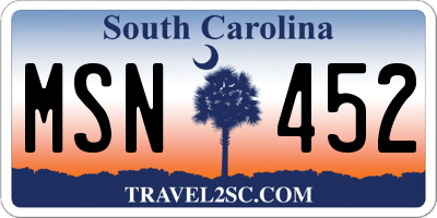 SC license plate MSN452