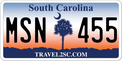 SC license plate MSN455