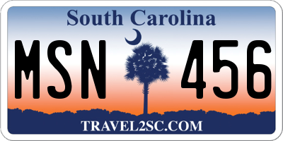 SC license plate MSN456