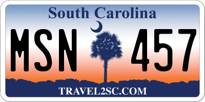 SC license plate MSN457