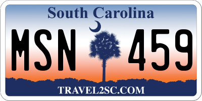 SC license plate MSN459