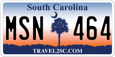 SC license plate MSN464