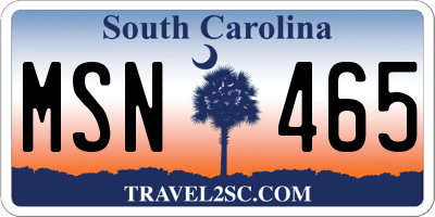 SC license plate MSN465