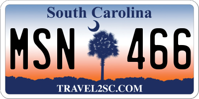 SC license plate MSN466