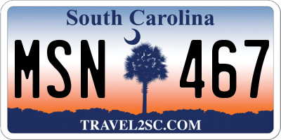 SC license plate MSN467