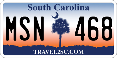 SC license plate MSN468