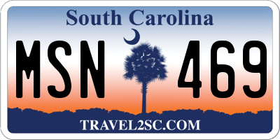 SC license plate MSN469