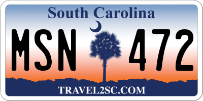 SC license plate MSN472