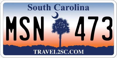 SC license plate MSN473