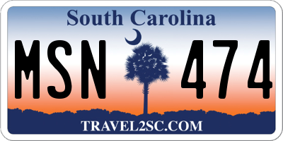 SC license plate MSN474