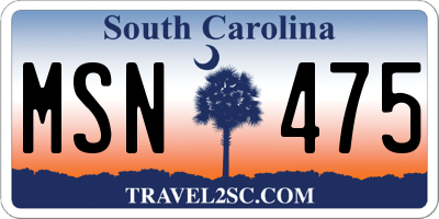 SC license plate MSN475