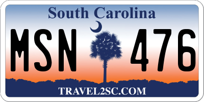 SC license plate MSN476