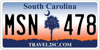 SC license plate MSN478